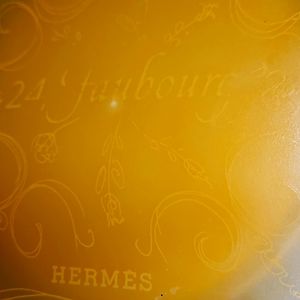 Hermés Perfume Bottle, Gold Satin Glass w/Lucite Lid, EMPTY